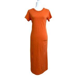 LNA Clothing Mayer Tee Slub Dress Cutout Orange Cotton USA Size S NEW $156